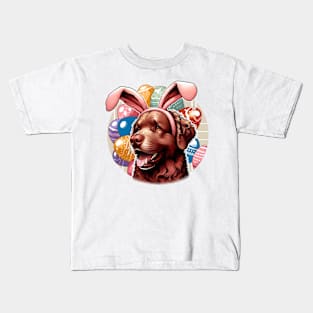 Chesapeake Bay Retriever with Bunny Ears Embraces Easter Kids T-Shirt